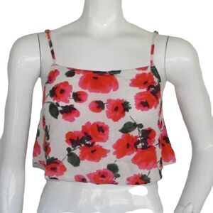 BILLABONG Swim cover/Camisole, M, Cropped, White/Red Floral, Straps